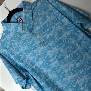 FootJoy Men's Blue Patterned Polo Shirt, Size Large